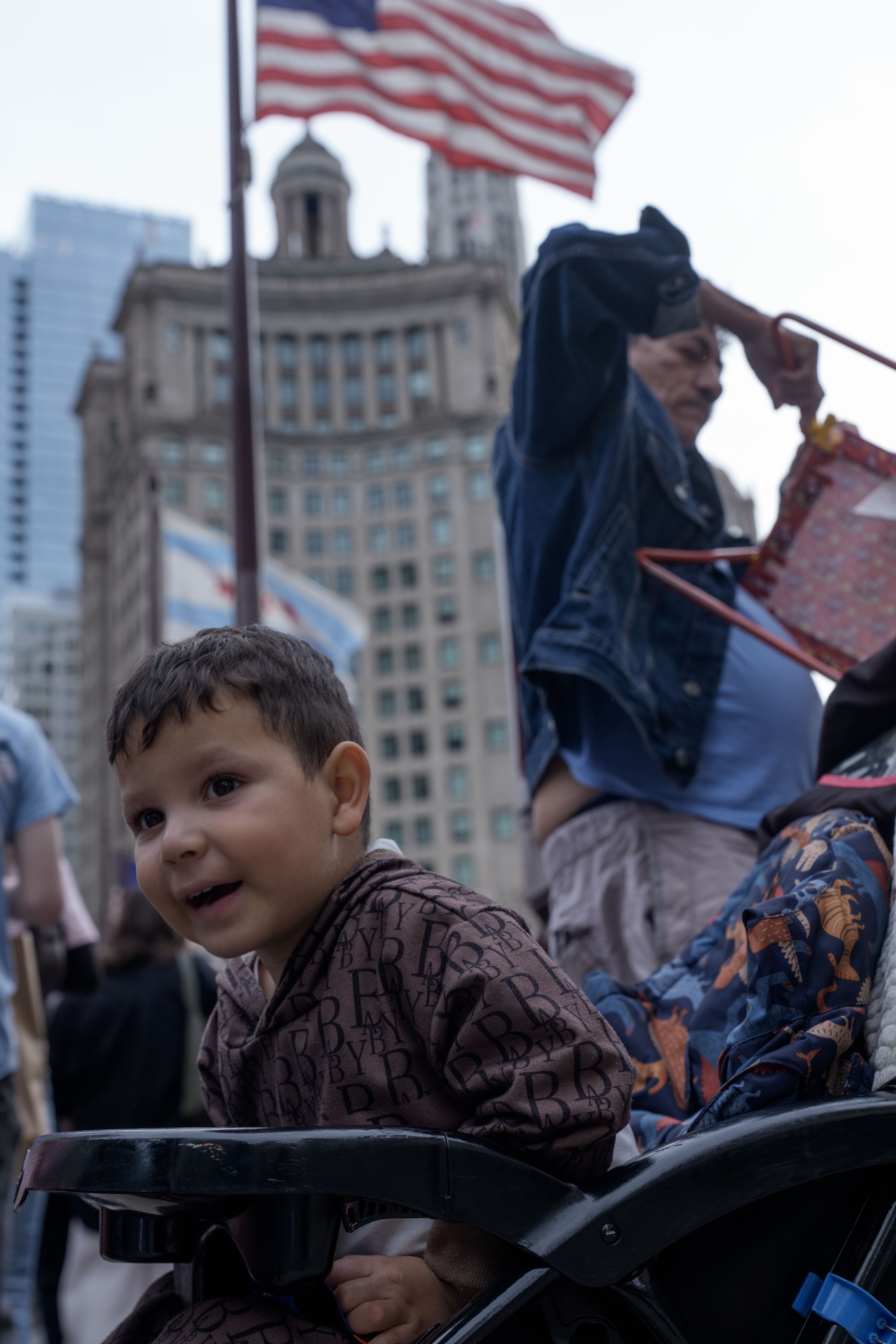 A two-year-old boy lives in Chicago with his 37-year-old father, who is from Colombia and is raising him on his own. This is his father’s second year in the United States.